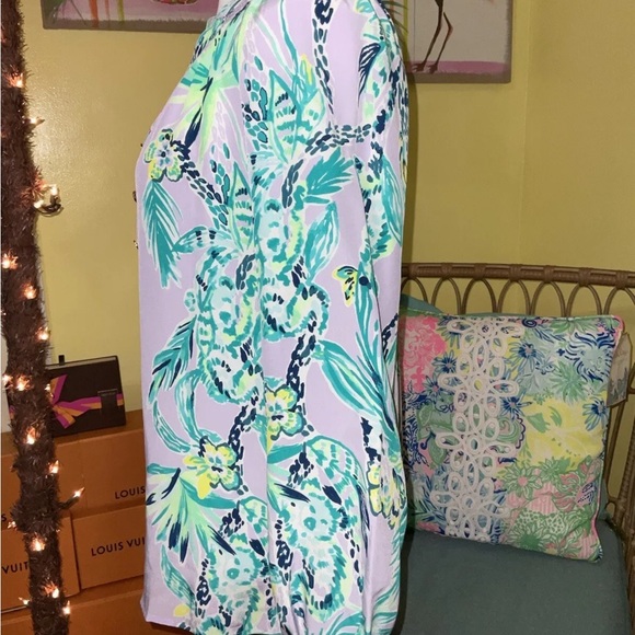 Lilly Pulitzer NWT Elsa Silk Top Lilac Its Impawsible Size XXS,XS $168 - Picture 8 of 10